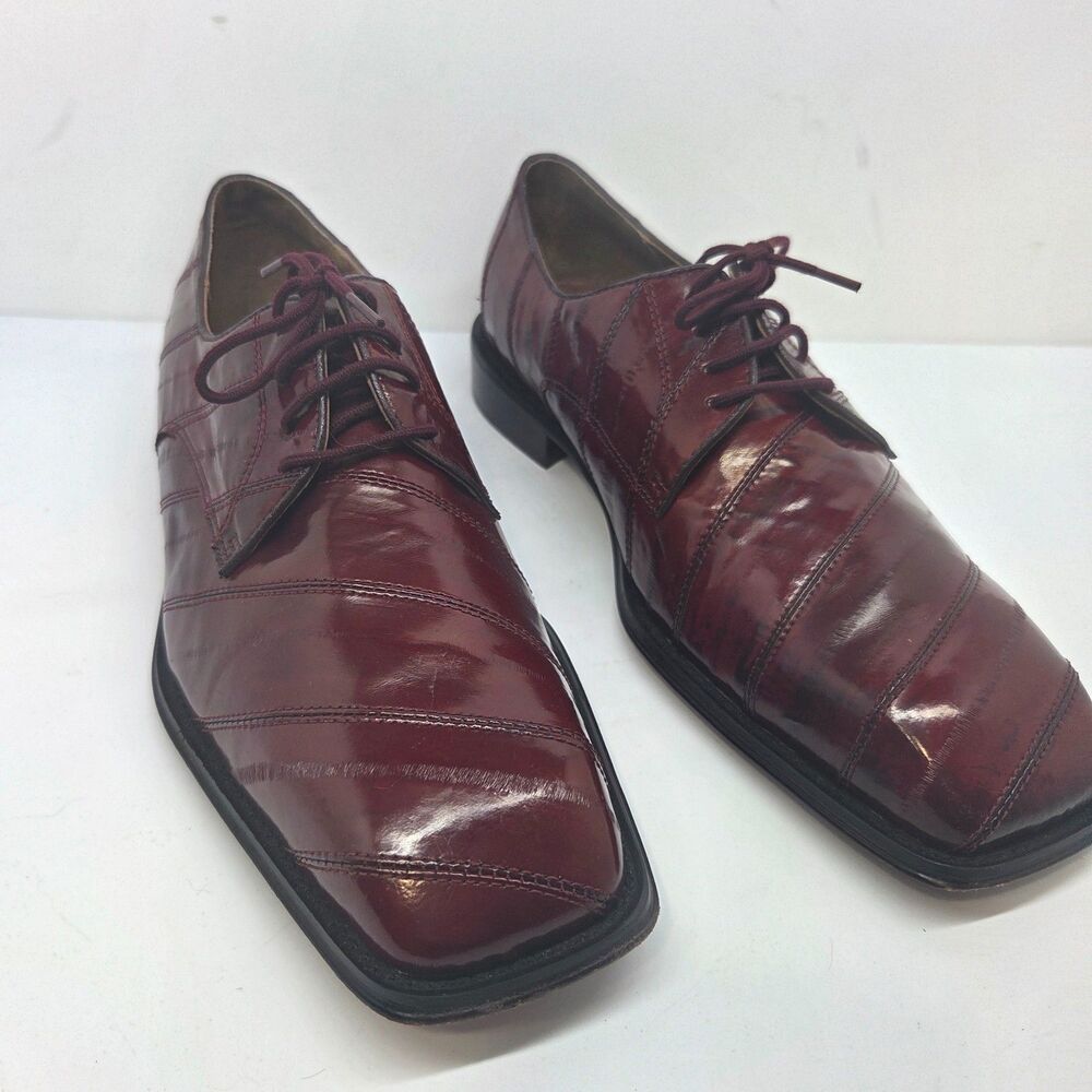 Georgio Brutini Private Collection Mens Burgundy Genuine Eel Skin Derbys US 11.5